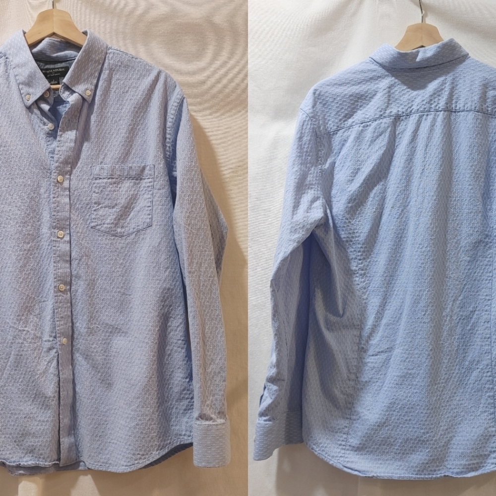 Banana Republic Soft Wash Slim Fit Cotton Blend Long Sleeve‎ Button Front Blue L